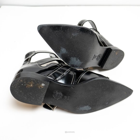 Alexander Mcqueen black leather cage ankle boots with pointy toe - Picture 9 of 15